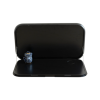 Caravan Picnic Table Black 4RC with LED Lighting & Backing Plate - 800 x 445mm