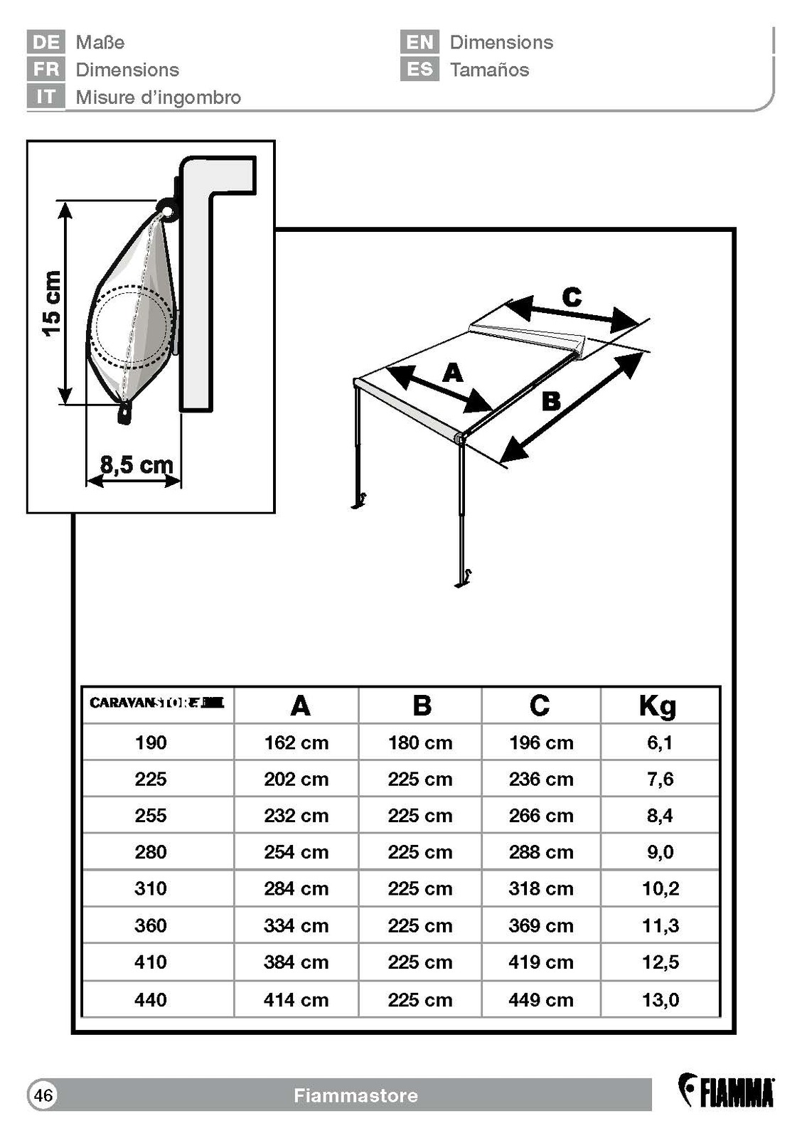 Fiamma Caravanstore 280 Royal Grey Awning Caravan Awning