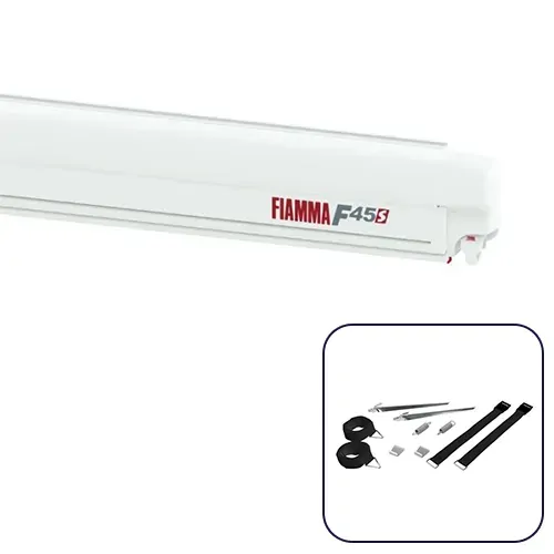 Fiamma F45 S 3.5m Polar White Cassette / Royal Grey Fabric Box Awning