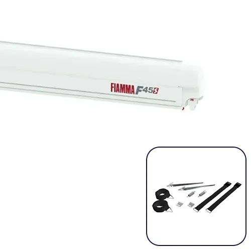 Fiamma F45 S 4.5m Polar White Cassette / Royal Grey Fabric Box Awning