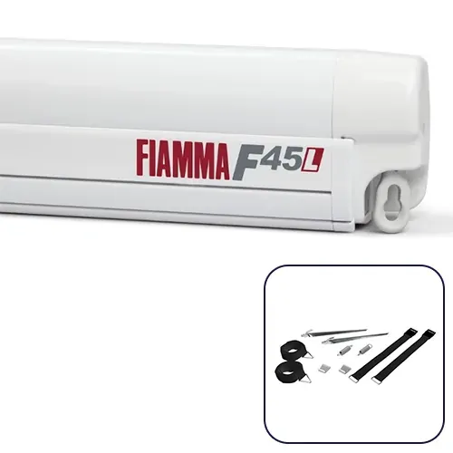 Fiamma F45 L 5m Polar White Cassette / Royal Grey Fabric Box Awning