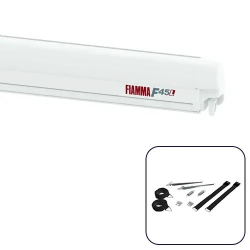 Fiamma F45 L 5.5m Polar White Cassette / Royal Grey Fabric Box Awning