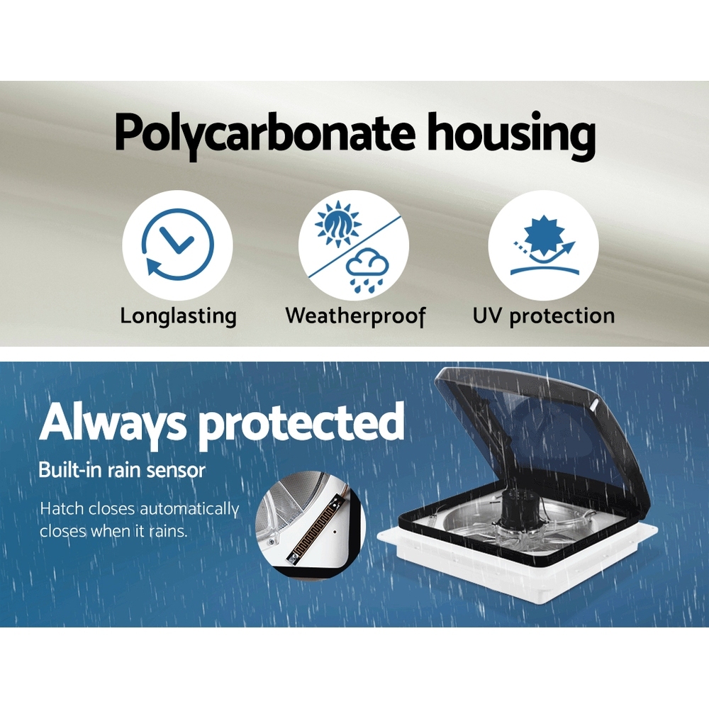 WEISSHORN Caravan Roof Vent Hatch Pop up Fan Vents 12V with Remote