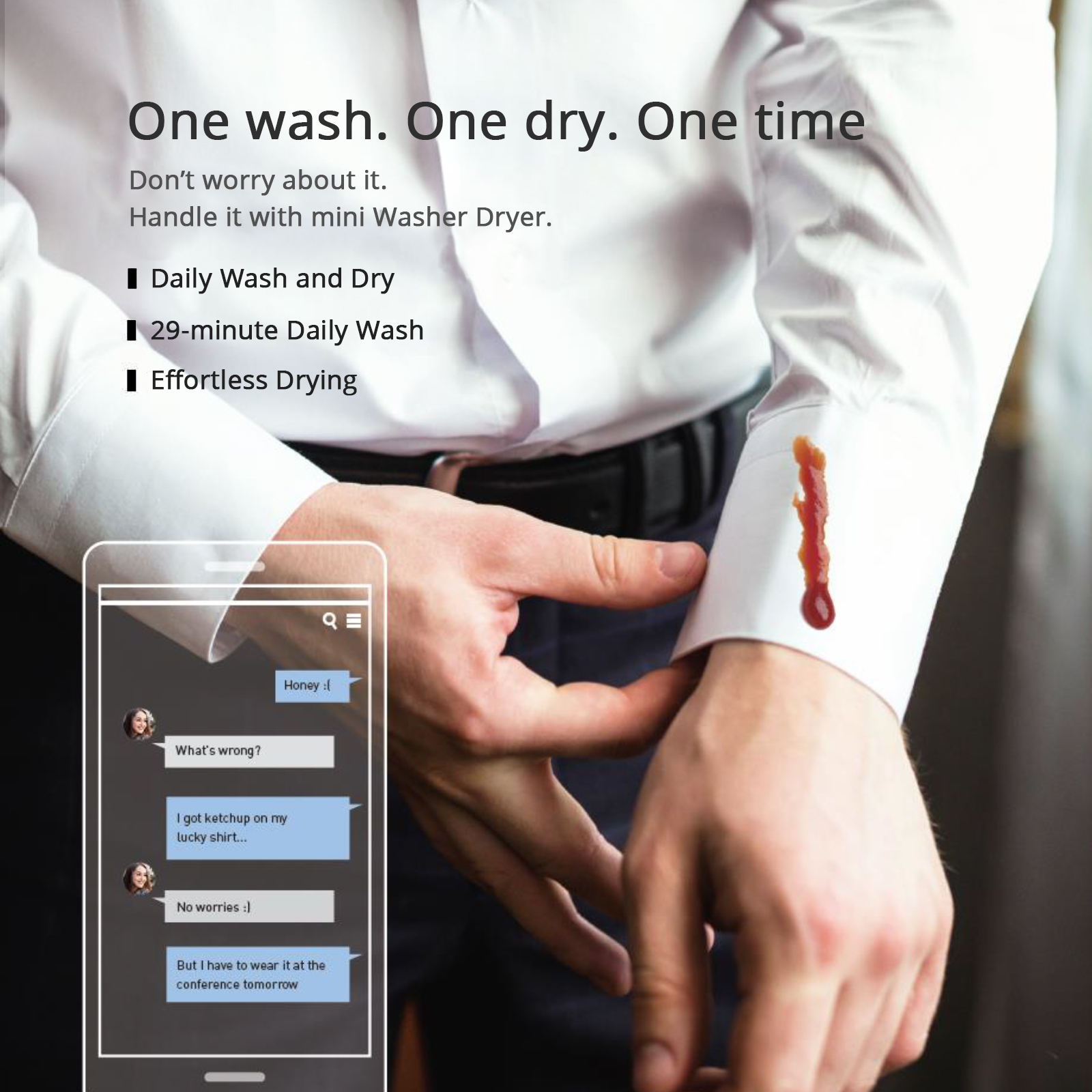 Winia (Daewoo) 2.5kg Wall Mounted Mini Washing Machine & Dryer Combo