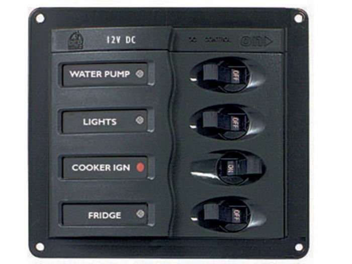 CIRCUIT BREAKER PANEL BEP 12V 4 SWITCH 20 AMP