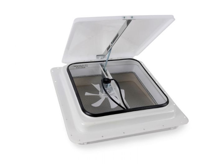 Jensen 12V 355 x 355mm White Roof Vent with Metal Base