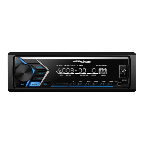 Aussie Traveller Audio Head Unit, Single DIN Mechless