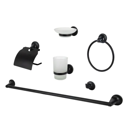 Aussie Traveller Black Bathroom Accessories Set