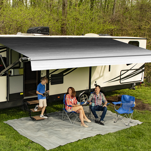 Carefree 120inch/10FT BLACK Reverse Fade Altitude Awning with LED Lightbar. FY120006ERA
