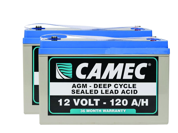 Camec 2 x 120Ah SLA AGM Battery, Fully Sealed