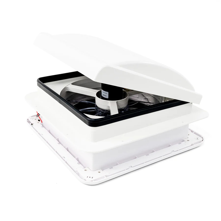 Aussie Traveller 340 x 340mm 12V Air Vent LED Manual Hatch, White
