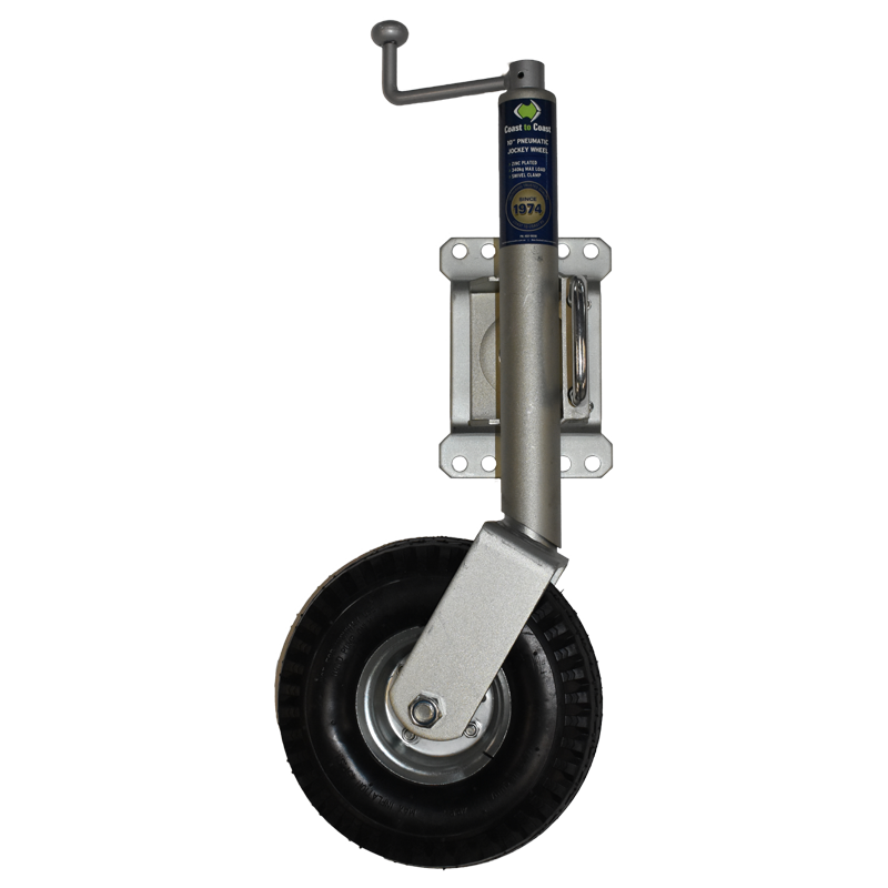 COAST 10" Pneumatic Jockey Wheel (750lbs) + Swivel Clamp. BD03HC