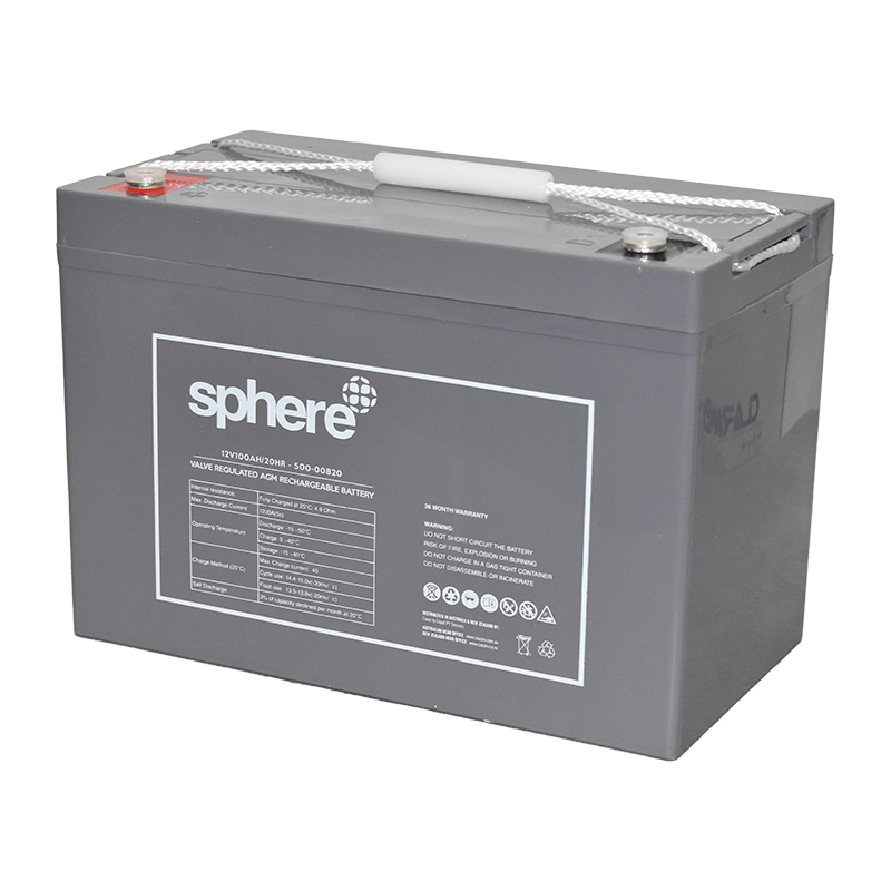 Sphere 12V 100AH Valve Regulated AGM Rechargeable Battery.