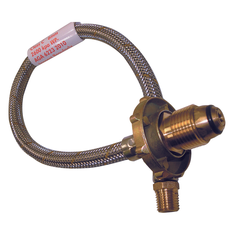 S/S Flexible Hose 450mm with H/Wheel Pol X 1/4 NTPM for Single Bottle Kit. FPT1510