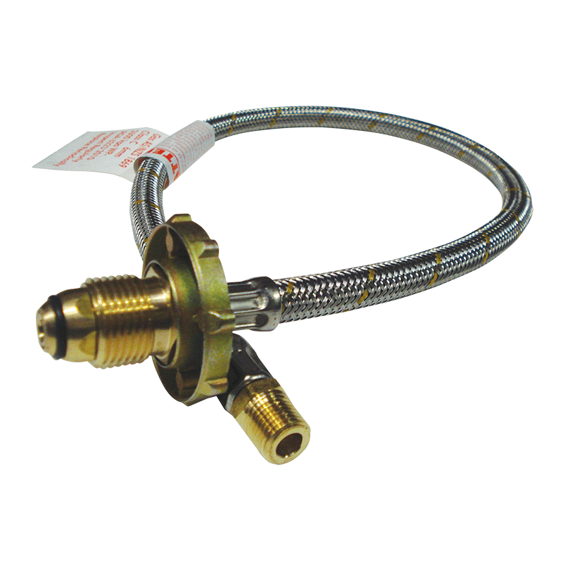 S/S Flexible Hose 600mm with H/Wheel POL x 1/4 NTPM for single Bottle Kit 6SCH0600