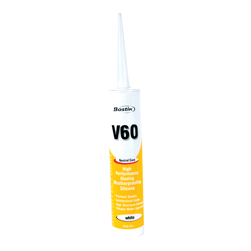 V60 White Silicone Sealant Non-Acetic 300gm Tube. 309480 / 30840201
