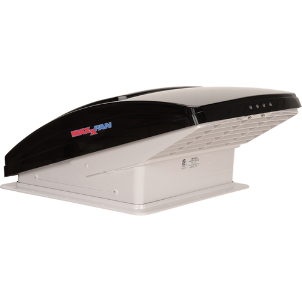 Maxxfan Deluxe - Smoke Rain Dome, T/Stat, Power Lift and Remote. 356x356mm. 00-07500KiA