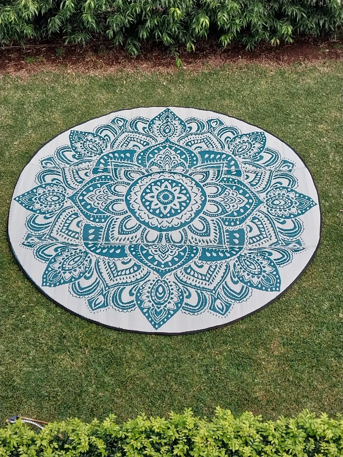 DLG Australia 180cm G1 Round Recycled Mat, Aqua/Teal/Cream