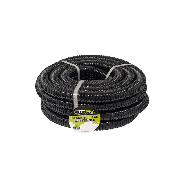 Coast RV Black Sullage Waste Hose, 10m Roll - 25mm I.D.