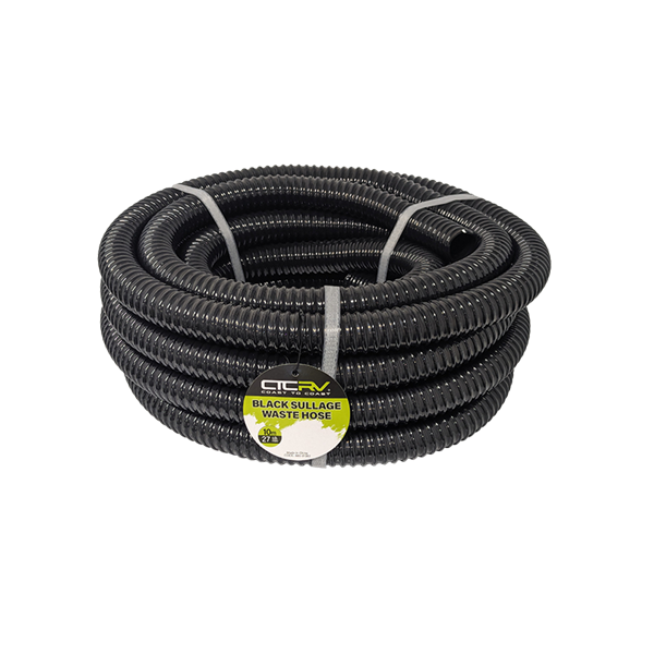Coast RV Black Sullage Waste Hose, 10m Roll - 27mm I.D.
