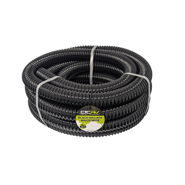 Coast RV Black Sullage Waste Hose, 10m Roll - 38mm I.D.
