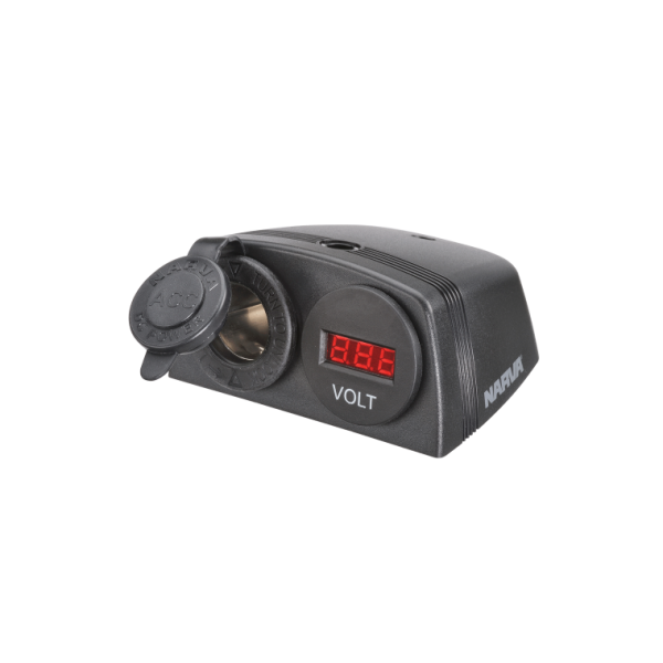 Narva Heavy-Duty Surface Mount Accessory Socket & 12/24V DC LED Volt Meter