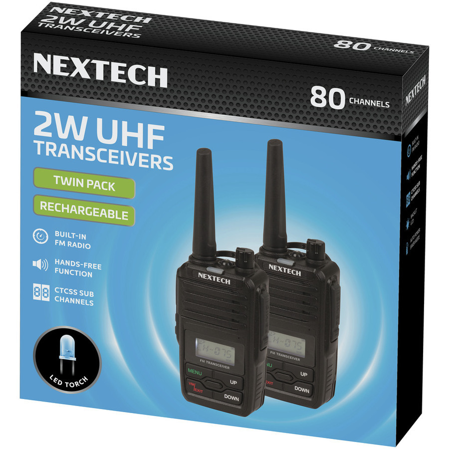 Nextech Transceiver UHF 2W 80CH PK2 BLK. DC1112