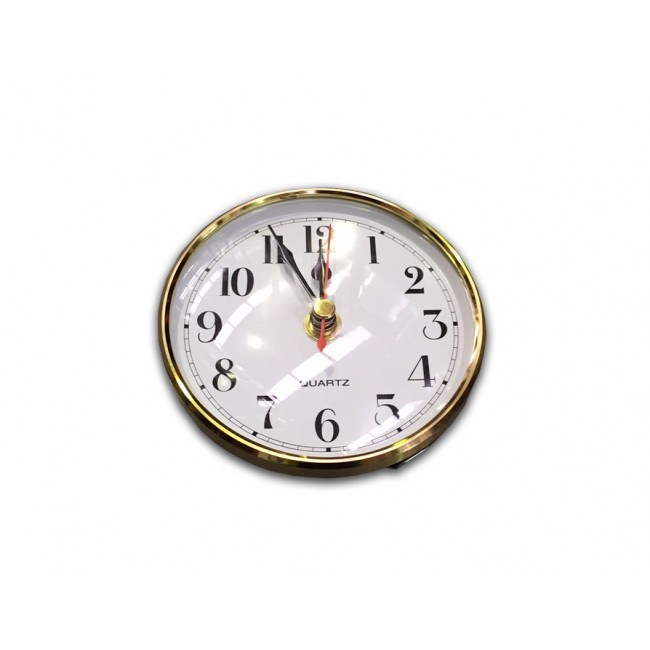 CLOCK WHT DIALGOLD BEZEL SML (FACE 100MM DIA) NO BATT Camec