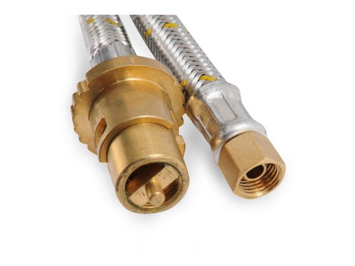 GAS S/S HOSE 2.0M BAYONET X 1/4" INVERTED  FLARE