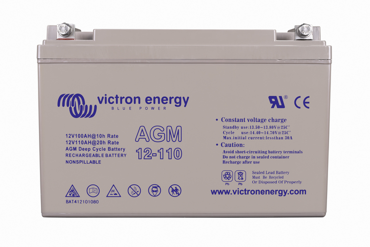 Victron 12V/110Ah AGM Deep Cycle Battery with M8 threaded insert terminals