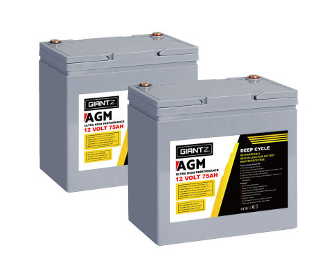 Giantz 2 x 75Ah AGM Deep Cycle Battery