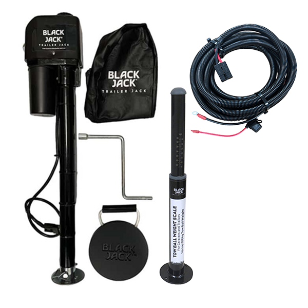 Black Jack MINI Electric Trailer Jack Bundle with Harness kit & Weight Scale