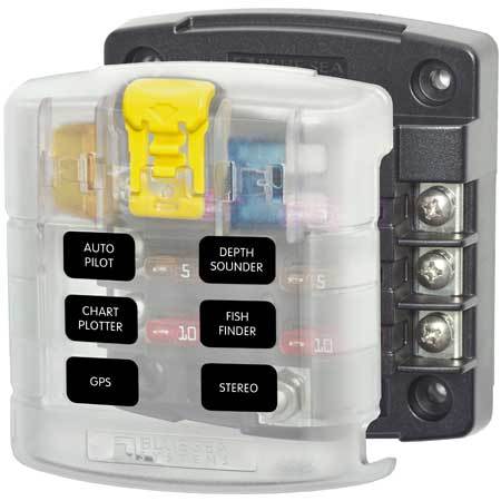 Blue Sea ST Blade Fuse Block – 6 Circuits with Cover
