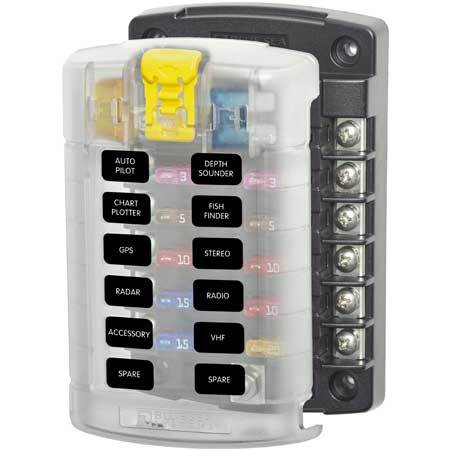 Blue Sea ST Blade Fuse Block – 12 Circuits with Cover