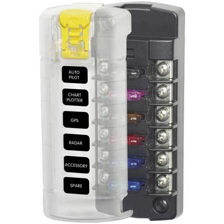 Blue Sea ST Blade Fuse Block – 6 Independent Circuits with Cover
