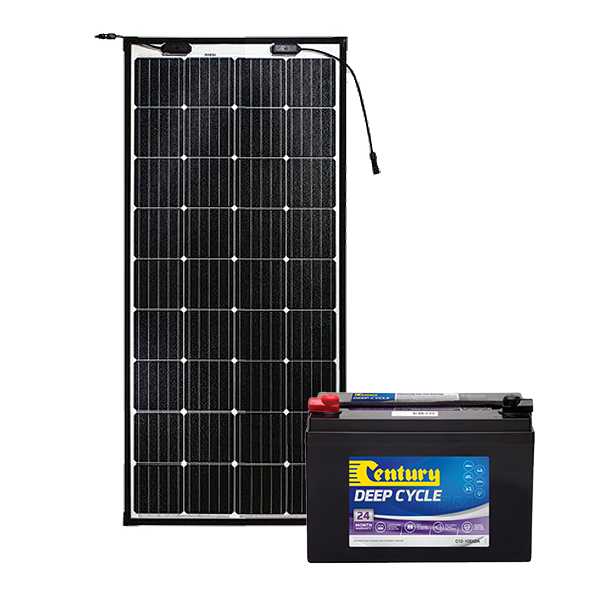 Century 105Ah AGM Deep Cycle Battery Bundle with eArc Flexible Solar Panel