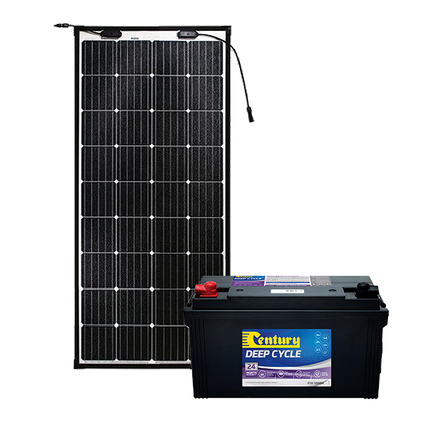 Century 125Ah AGM Deep Cycle Battery Bundle with eArc Flexible Solar Panel