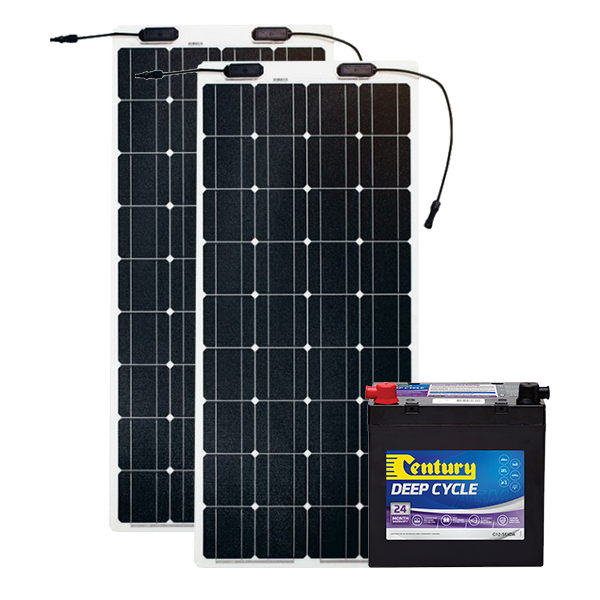 Century 75Ah AGM Deep Cycle Battery Bundle with eArc Flexible Solar Panel