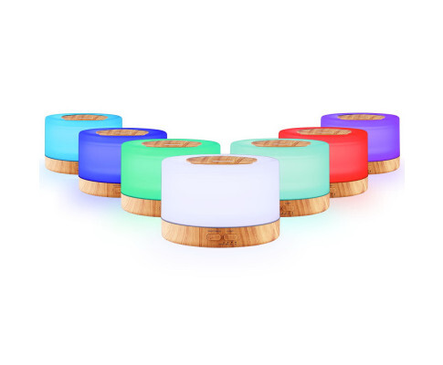 Devanti 500ml Round 4-in-1 Aroma Diffuser with LED Light - Light Wood & White