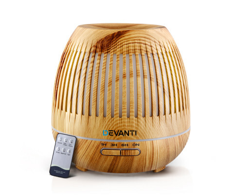 Devanti 400ml 4-in-1 Aroma Diffuser with LED Light & Remote - Wood Grain