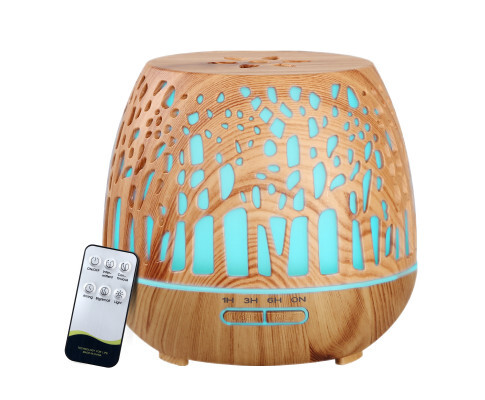 Devanti 400ml 4-in-1 Aroma Diffuser with LED & Remote Control - Wood Grain