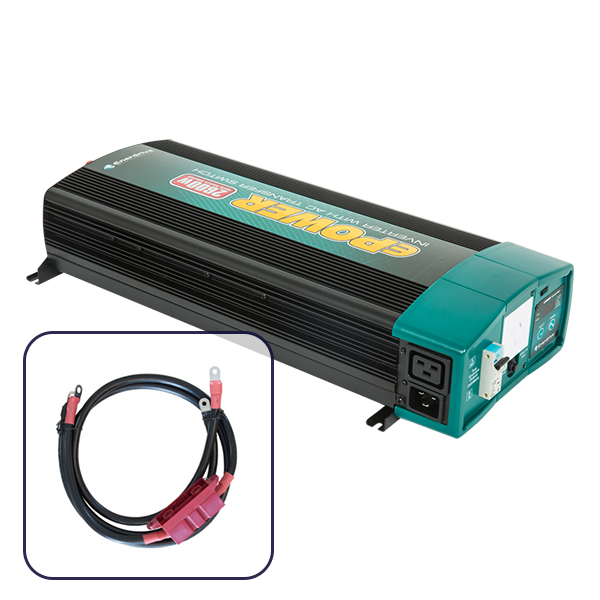 Enerdrive 2600W 12V Pure Sine Wave Inverter and RCD & AC Transfer Switch with DC Cable Pack