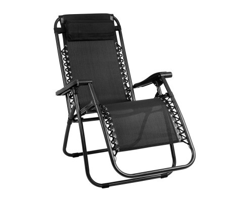 Gardeon Zero Gravity Chair Folding Outdoor Recliner Adjustable Sun Lounge Camping Black