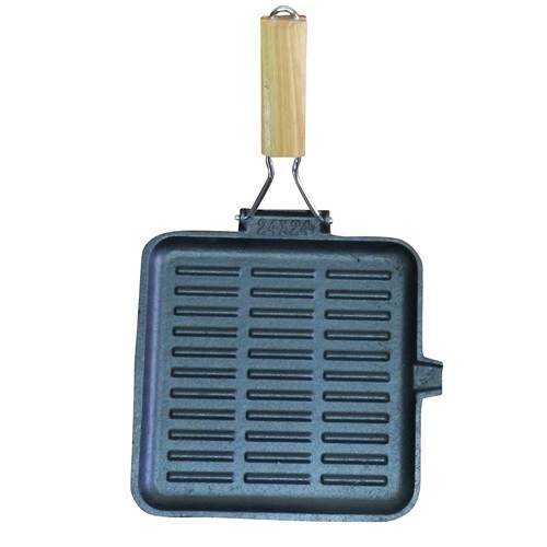 Supex Cast Iron Square Griddle Frypan With Folding Handle