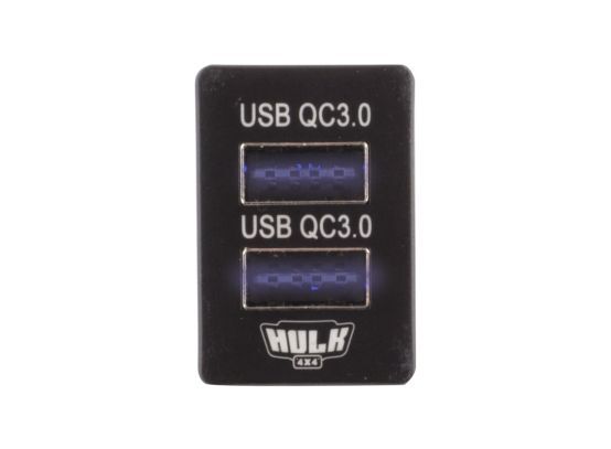 Hulk 4x4 Blue LED Dual USB Socket QC3 OE RPL to suit late Toyota