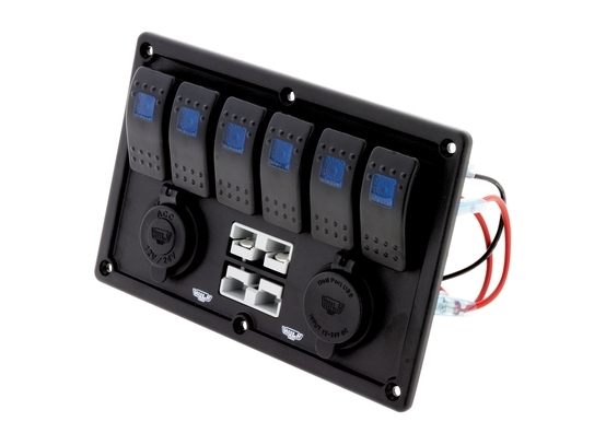 Hulk 4x4 6 Way Switch Panel with 50A Plugs ACC Power Socket & USB Socket