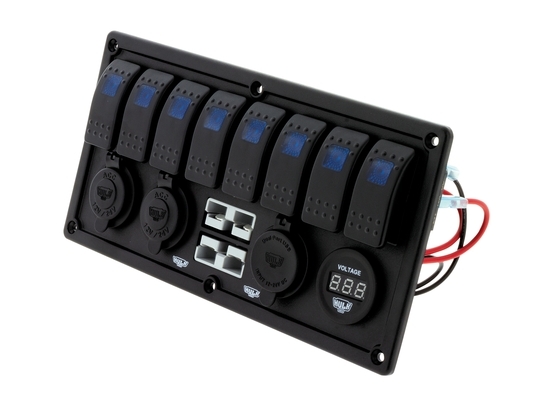 Hulk 4x4 8 Way Switch Panel with 50A Plugs ACC Power Socket, USB Socket & Voltmeter