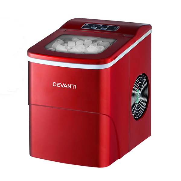 Devanti 2L Quick Portable Ice Maker, Red