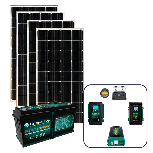 Enerdrive 200Ah Off-Grid "Trip In A Van" Bundle with 760W of Solar Panels & 2600W Inverter (AC Transfer)