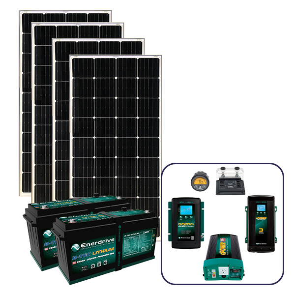 Enerdrive 400Ah Off-Grid "Trip In A Van" Bundle with 760W of Solar Panels & 2600W Inverter (AC Transfer)